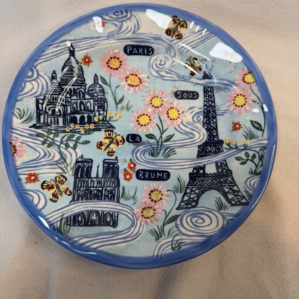 Anthropologie Nathalie Lete Paris Brume Eiffel Tower Francophile Dinner Plate